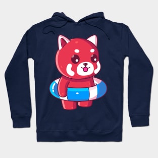 Cute red panda with swimming ring summer vacation Hoodie